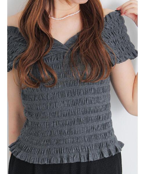 Te chichi(テチチ)の「2WAYシャーリングカットソートップス(Tシャツ/カットソー・レディース・ブラック/ブラウン/グレー・F)」の9枚目の写真