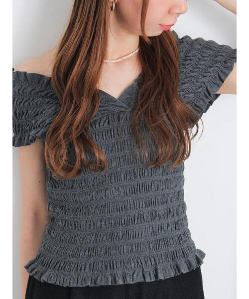 Te chichi(テチチ)の「2WAYシャーリングカットソートップス(Tシャツ/カットソー・レディース・ブラック/ブラウン/グレー・F)」の10枚目の写真