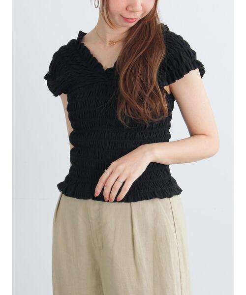 Te chichi(テチチ)の「2WAYシャーリングカットソートップス(Tシャツ/カットソー・レディース・ブラック/ブラウン/グレー・F)」の13枚目の写真