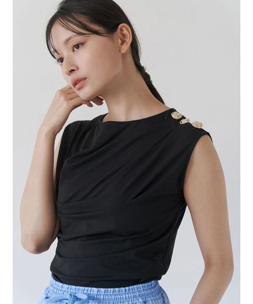 TONAL（トーナル）の「タックアシメフレンチカットソー（Tシャツ/カットソー・レディース・ブラック/ブラウン/ピンク・MEDIUM）」の5枚目の写真