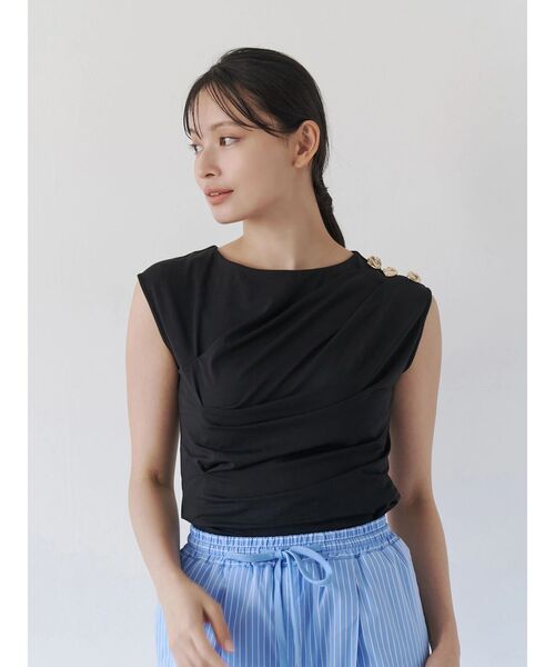 TONAL（トーナル）の「タックアシメフレンチカットソー（Tシャツ/カットソー・レディース・ブラック/ブラウン/ピンク・MEDIUM）」の7枚目の写真