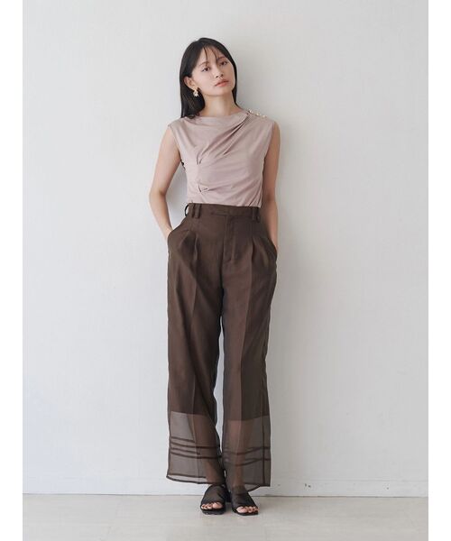 TONAL（トーナル）の「タックアシメフレンチカットソー（Tシャツ/カットソー・レディース・ブラック/ブラウン/ピンク・MEDIUM）」の8枚目の写真