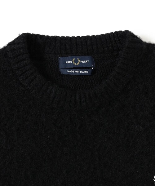 FRED PERRY 別注フラッフィ　クルーネックニット　ブラック FRED PERRY / 別注 フラッフィ クルーネックニット