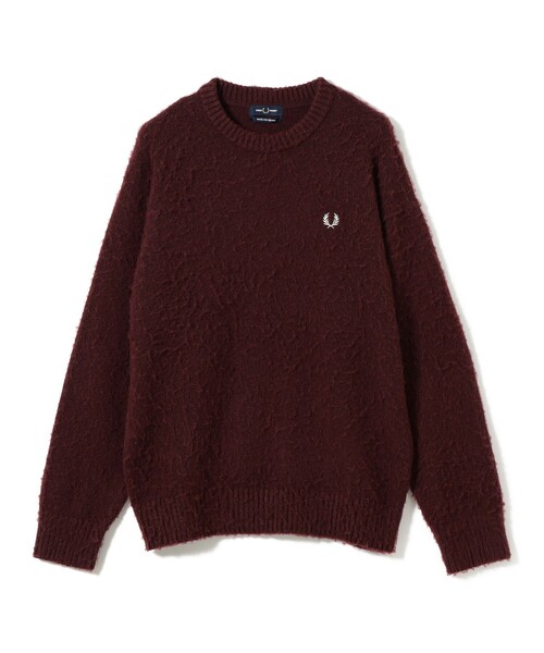 FRED PERRY ウールニット　リブ　ヒットユニオン　ネイビー Embroidered Champion Half Zip Sweatshirt(M K22：OXBLOOD
