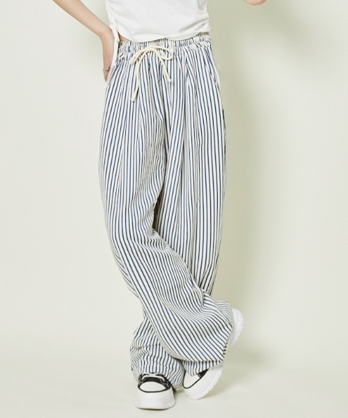 GORGE（ゴージ）の「《ゆる映え柄パンツ》ストライプ＆チェック／楽ちん美ラインワイド（その他パンツ・レディース・ブラウン/ブラック/ブルー/チェック・F）」の3枚目の写真