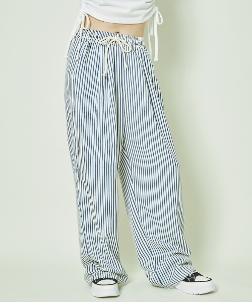 GORGE（ゴージ）の「《ゆる映え柄パンツ》ストライプ＆チェック／楽ちん美ラインワイド（その他パンツ・レディース・ブラウン/ブラック/ブルー/チェック・F）」の18枚目の写真