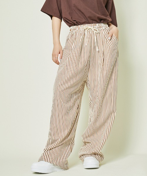 GORGE（ゴージ）の「《ゆる映え柄パンツ》ストライプ＆チェック／楽ちん美ラインワイド（その他パンツ・レディース・ブラウン/ブラック/ブルー/チェック・F）」の19枚目の写真