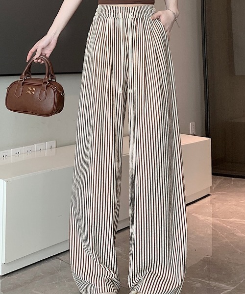 GORGE（ゴージ）の「《ゆる映え柄パンツ》ストライプ＆チェック／楽ちん美ラインワイド（その他パンツ・レディース・ブラウン/ブラック/ブルー/チェック・F）」の22枚目の写真