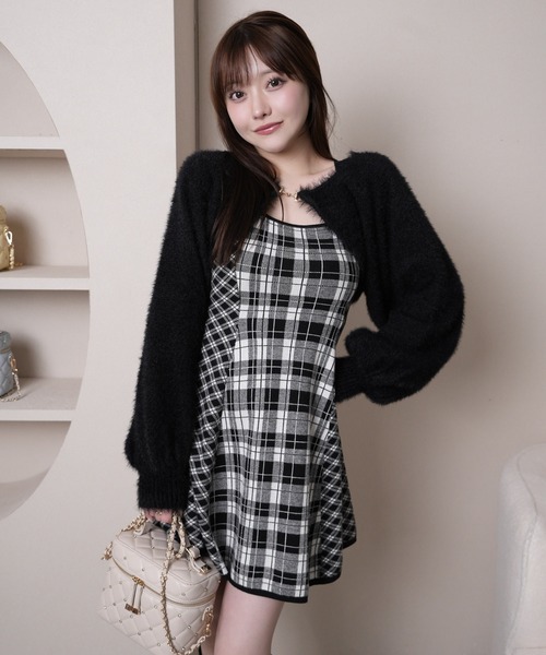 セール】フェザーチェックアンサンブルワンピース（ワンピース
