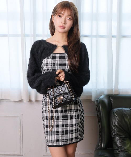 【形が選べる】フェザーチェックアンサンブルワンピース タイト LIP SERVICE（リップサービス）｜ 【形が選べる】フェザー