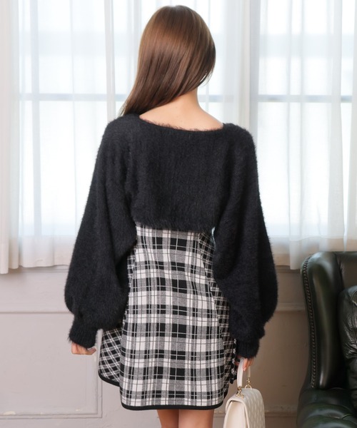 【形が選べる】フェザーチェックアンサンブルワンピース タイト　S LIP SERVICE（リップサービス）｜ 【形が選べる】フェザー