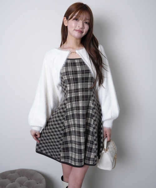 形が選べる】フェザーチェックアンサンブルワンピース（ワンピース