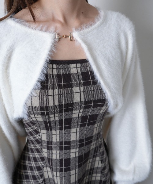 LIPSERVICE（リップサービス）の「【形が選べる】フェザーチェックアンサンブルワンピース（ワンピース・レディース・ブラック/ブラウン/ベージュ・M/S）」の20枚目の写真