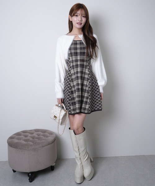 LIPSERVICE（リップサービス）の「【形が選べる】フェザーチェックアンサンブルワンピース（ワンピース・レディース・ブラック/ブラウン/ベージュ・M/S）」の21枚目の写真