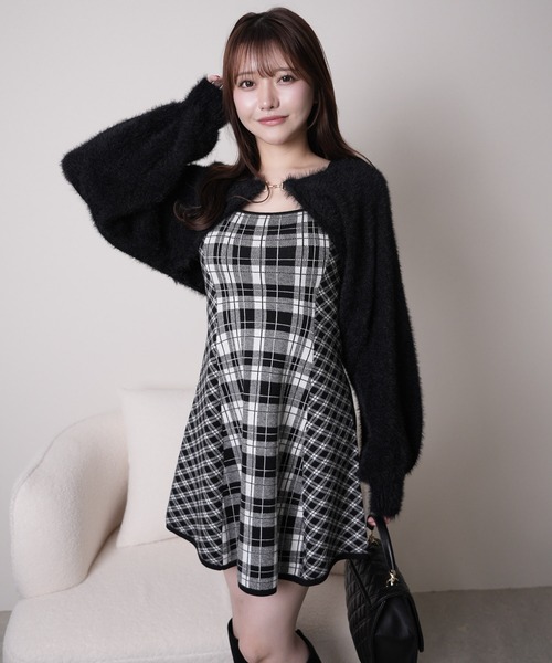 LIP SERVICE フェザーチェックアンサンブルワンピース 形が選べる】フェザーチェックアンサンブルワンピース（ワンピース