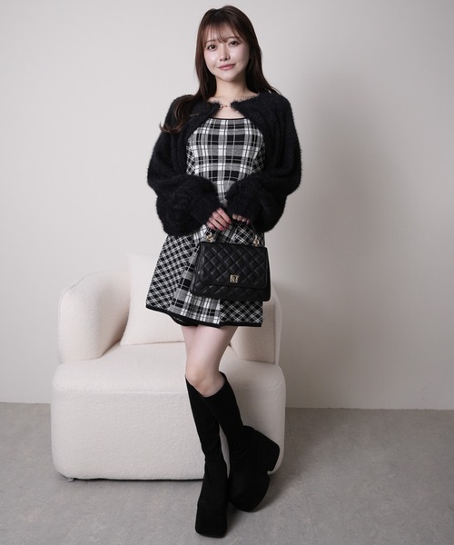 【形が選べる】フェザーチェックアンサンブルワンピース タイト　S LIP SERVICE（リップサービス）｜ 【形が選べる】フェザー