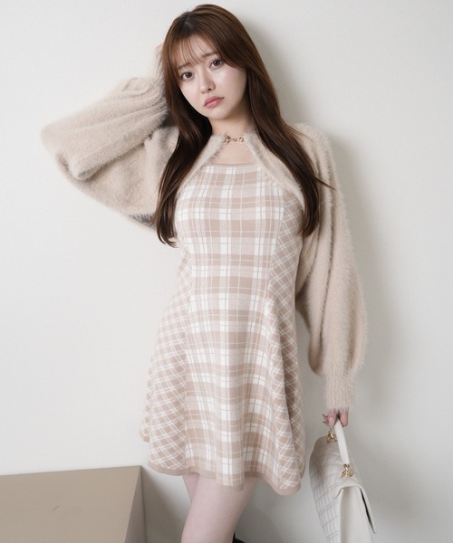 フェザーチェックアンサンブルワンピース 形が選べる】フェザーチェックアンサンブルワンピース