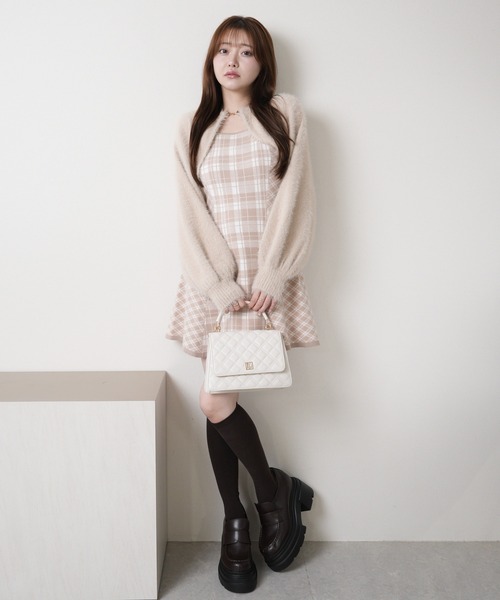 形が選べる】フェザーチェックアンサンブルワンピース（ワンピース