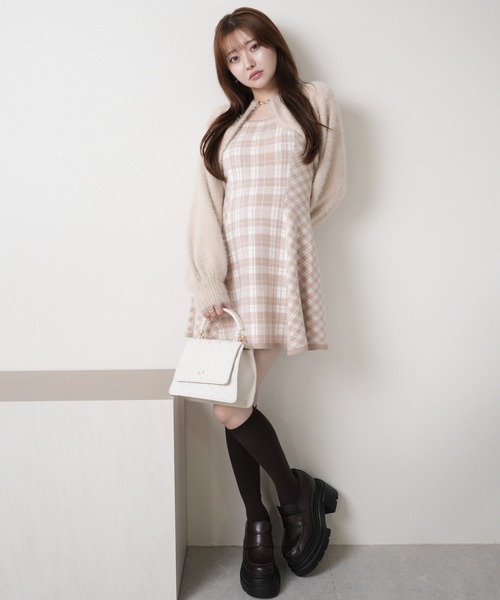 形が選べる】フェザーチェックアンサンブルワンピース