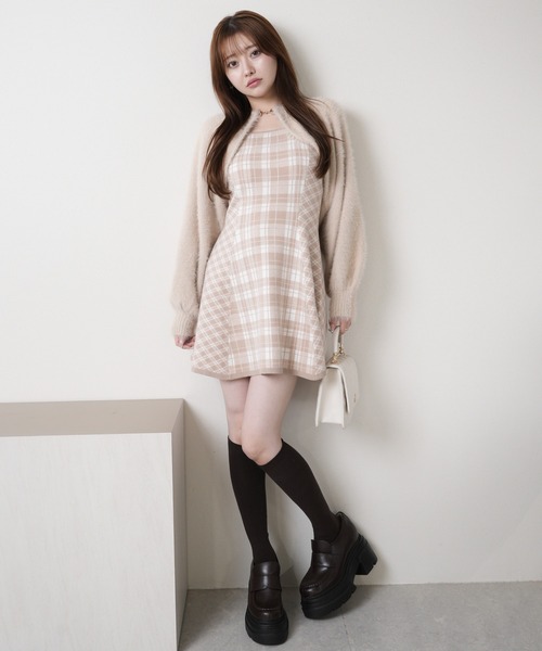 セール】【形が選べる】フェザーチェックアンサンブルワンピース
