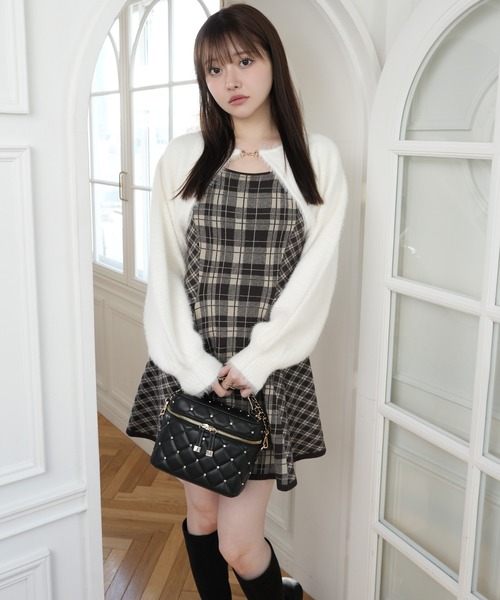 形が選べる】フェザーチェックアンサンブルワンピース（ワンピース