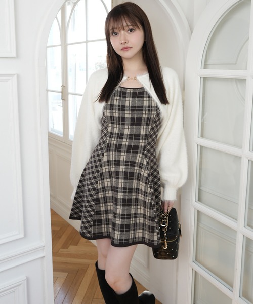 セール】【形が選べる】フェザーチェックアンサンブルワンピース