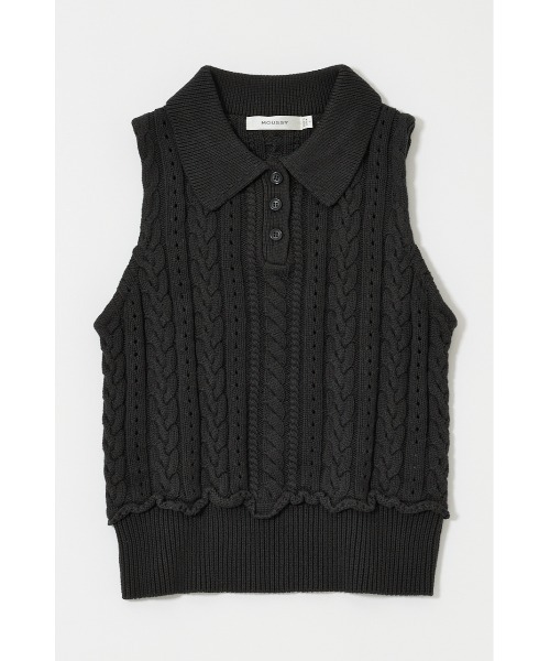 MOUSSY（マウジー）の「【EC・一部店舗限定】CABLE KNIT POLO タンクトップ（タンクトップ・レディース・ライトブラック/ライトグリーン/アイボリー・FREE）」の2枚目の写真