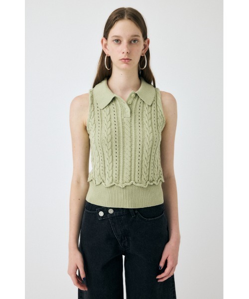 MOUSSY（マウジー）の「【EC・一部店舗限定】CABLE KNIT POLO タンクトップ（タンクトップ・レディース・ライトブラック/ライトグリーン/アイボリー・FREE）」の16枚目の写真