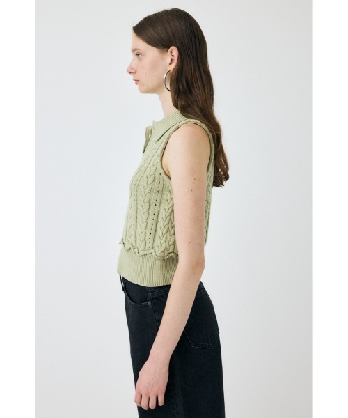 MOUSSY（マウジー）の「【EC・一部店舗限定】CABLE KNIT POLO タンクトップ（タンクトップ・レディース・ライトブラック/ライトグリーン/アイボリー・FREE）」の17枚目の写真