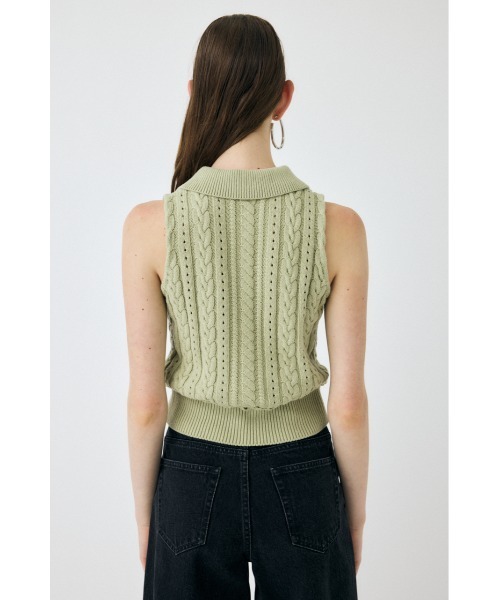 MOUSSY（マウジー）の「【EC・一部店舗限定】CABLE KNIT POLO タンクトップ（タンクトップ・レディース・ライトブラック/ライトグリーン/アイボリー・FREE）」の7枚目の写真