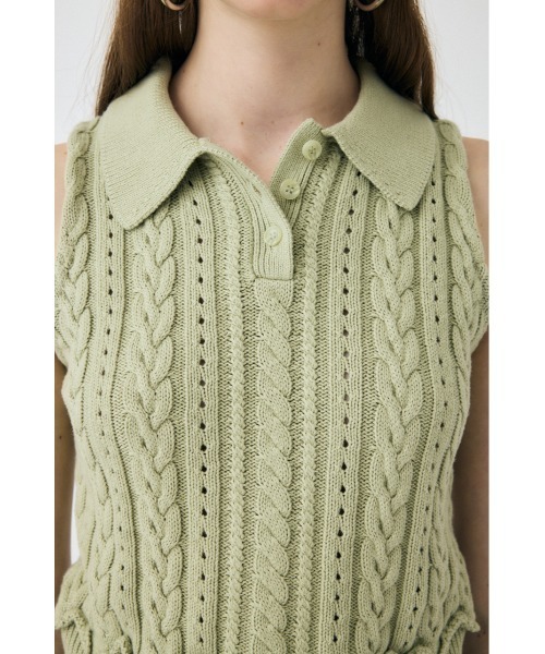 MOUSSY（マウジー）の「【EC・一部店舗限定】CABLE KNIT POLO タンクトップ（タンクトップ・レディース・ライトブラック/ライトグリーン/アイボリー・FREE）」の8枚目の写真