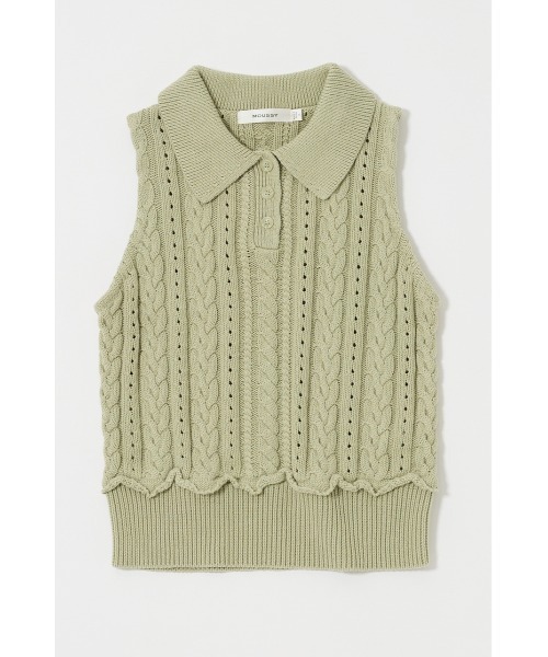 MOUSSY（マウジー）の「【EC・一部店舗限定】CABLE KNIT POLO タンクトップ（タンクトップ・レディース・ライトブラック/ライトグリーン/アイボリー・FREE）」の12枚目の写真