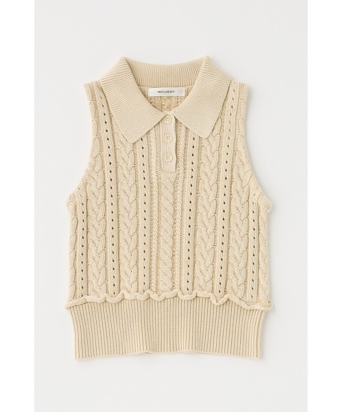 MOUSSY（マウジー）の「【EC・一部店舗限定】CABLE KNIT POLO タンクトップ（タンクトップ・レディース・ライトブラック/ライトグリーン/アイボリー・FREE）」の4枚目の写真