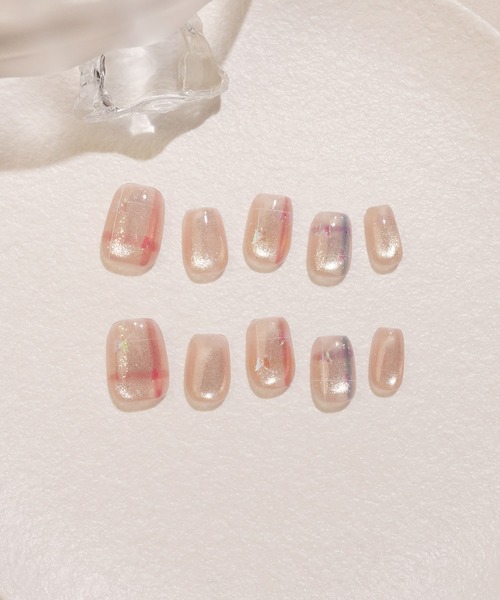Anail（エーネイル）の「3D水光ネイルピンクニュアンスマグネットゴールドミラーアートショートオーバルネイルチップ⑤　夏ネイル（ネイルシール/ネイルチップ・レディース・パープル/ピンク系その他2/ピンク系その他3/ピンク系その他/ピンク/ゴールド・SMALL/LARGE/MEDIUM）」の6枚目の写真