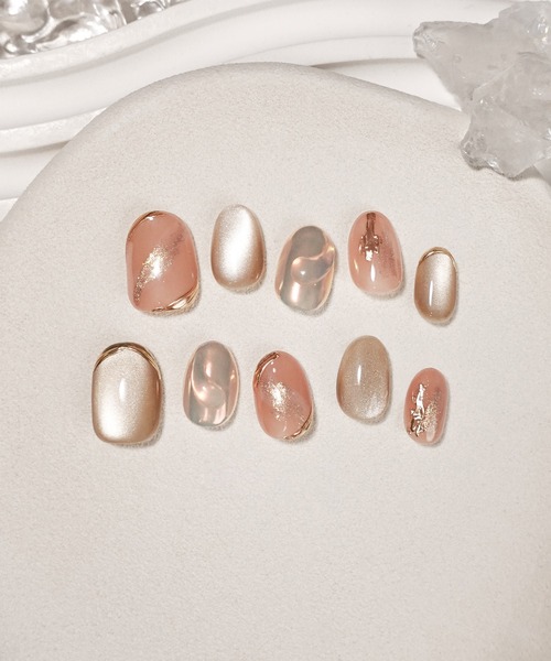 Anail（エーネイル）の「3D水光ネイルピンクニュアンスマグネットゴールドミラーアートショートオーバルネイルチップ⑤　夏ネイル（ネイルシール/ネイルチップ・レディース・パープル/ピンク系その他2/ピンク系その他3/ピンク系その他/ピンク/ゴールド・SMALL/LARGE/MEDIUM）」の20枚目の写真