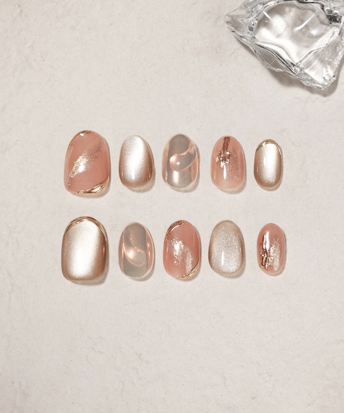 Anail（エーネイル）の「3D水光ネイルピンクニュアンスマグネットゴールドミラーアートショートオーバルネイルチップ⑤　夏ネイル（ネイルシール/ネイルチップ・レディース・パープル/ピンク系その他2/ピンク系その他3/ピンク系その他/ピンク/ゴールド・SMALL/LARGE/MEDIUM）」の22枚目の写真