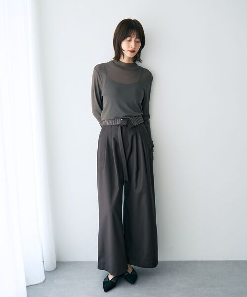 YECCA VECCA（イェッカヴェッカ）の「ベルト付き2wayタックワイドパンツ（その他パンツ・レディース・ダークブラウン/キャメル/ネイビー・S/M）」の21枚目の写真