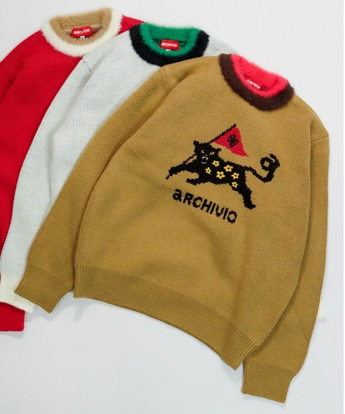 archivio(アルチビオ)の「<LADIES>黒ヒョウジャガードニット(ニット/セーター・レディース・ホワイト/レッド/キャメル・M/S)」の3枚目の写真