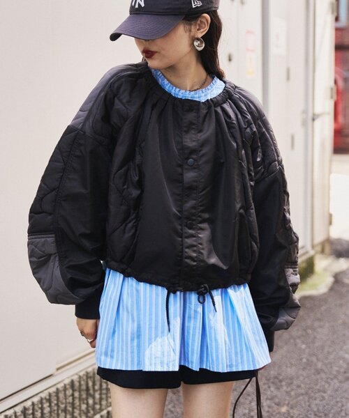 etsinta(エシンタ)の「【etsinta】リメイクキルティングコクーンジャケット(ブルゾン・レディース・ブラック/カーキ/キャメル・ONE SIZE)」の7枚目の写真