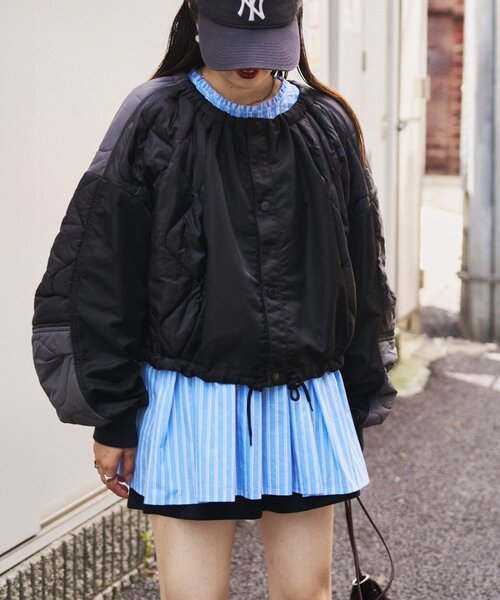 etsinta(エシンタ)の「【etsinta】リメイクキルティングコクーンジャケット(ブルゾン・レディース・ブラック/カーキ/キャメル・ONE SIZE)」の8枚目の写真