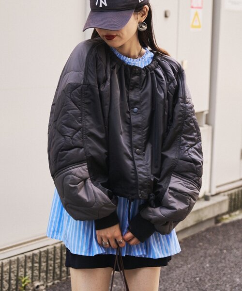 etsinta(エシンタ)の「【etsinta】リメイクキルティングコクーンジャケット(ブルゾン・レディース・ブラック/カーキ/キャメル・ONE SIZE)」の9枚目の写真