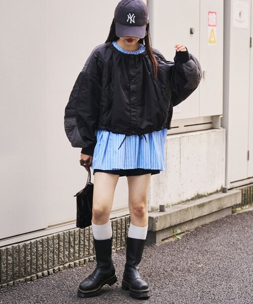 etsinta(エシンタ)の「【etsinta】リメイクキルティングコクーンジャケット(ブルゾン・レディース・ブラック/カーキ/キャメル・ONE SIZE)」の12枚目の写真