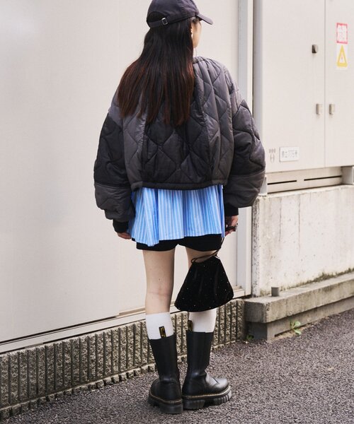 etsinta(エシンタ)の「【etsinta】リメイクキルティングコクーンジャケット(ブルゾン・レディース・ブラック/カーキ/キャメル・ONE SIZE)」の15枚目の写真