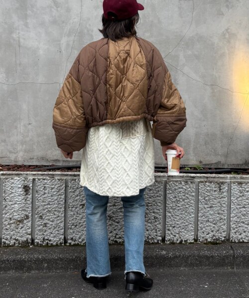 セール】【etsinta】リメイクキルティングコクーンジャケット