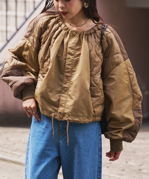 セール】【etsinta】リメイクキルティングコクーンジャケット