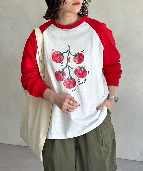 CPCM(シーピーシーエム)の「フルーツスラブロンT(Tシャツ/カットソー・レディース・レッド/ネイビー/イエロー・MEDIUM/LARGE)」の1枚目の写真