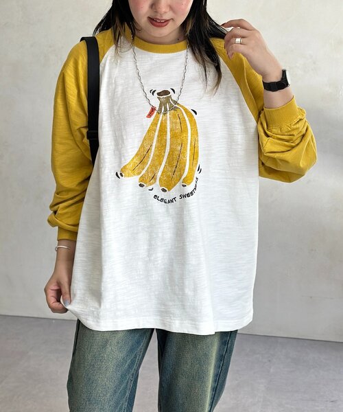 CPCM(シーピーシーエム)の「フルーツスラブロンT(Tシャツ/カットソー・レディース・レッド/ネイビー/イエロー・MEDIUM/LARGE)」の3枚目の写真
