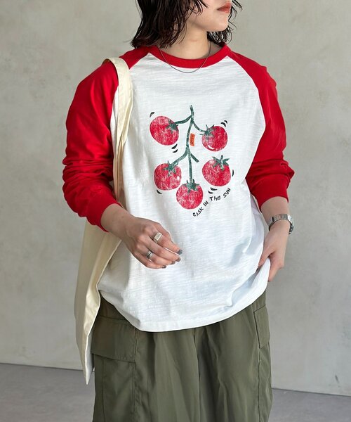 CPCM(シーピーシーエム)の「フルーツスラブロンT(Tシャツ/カットソー・レディース・レッド/ネイビー/イエロー・MEDIUM/LARGE)」の10枚目の写真