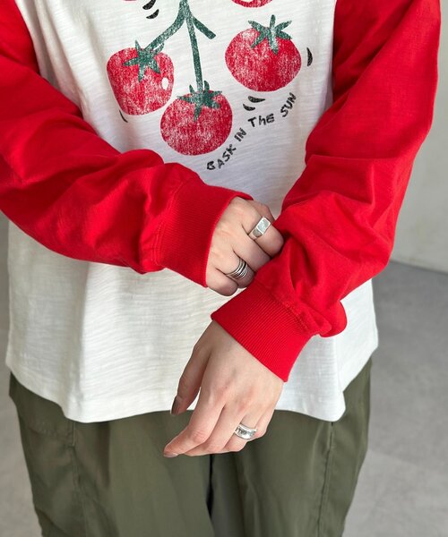 CPCM(シーピーシーエム)の「フルーツスラブロンT(Tシャツ/カットソー・レディース・レッド/ネイビー/イエロー・MEDIUM/LARGE)」の13枚目の写真