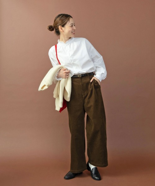 PAR ICI（パーリッシィ）の「【WEB限定】コーデュロイ後ろゴム タックパンツ（その他パンツ・レディース・サックスブルー/ダークブラウン/ネイビー/アイボリー・FREE）」の16枚目の写真